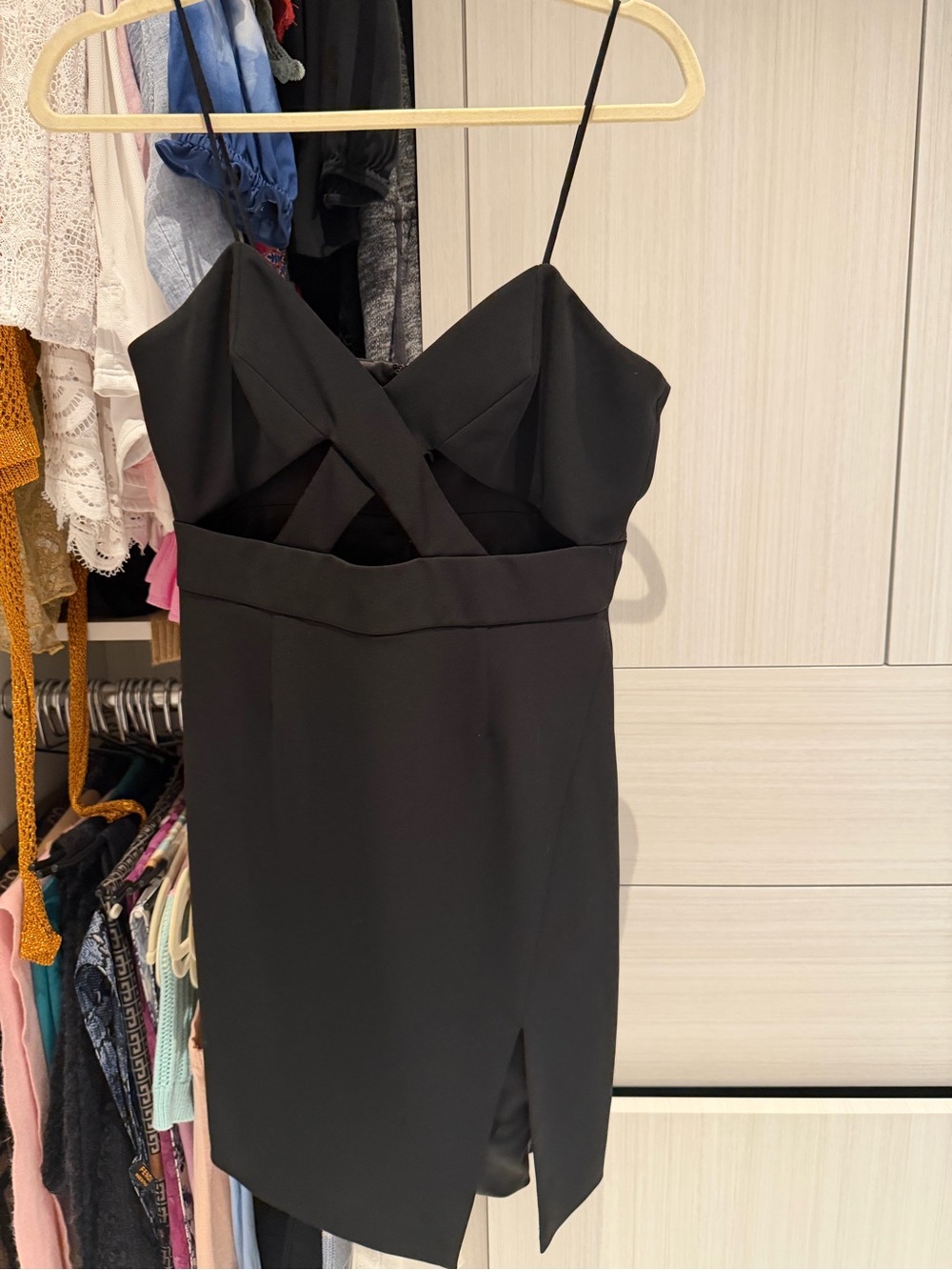 JAYGODFREY Black Spaghetti-Strap Cutout Mini Dress